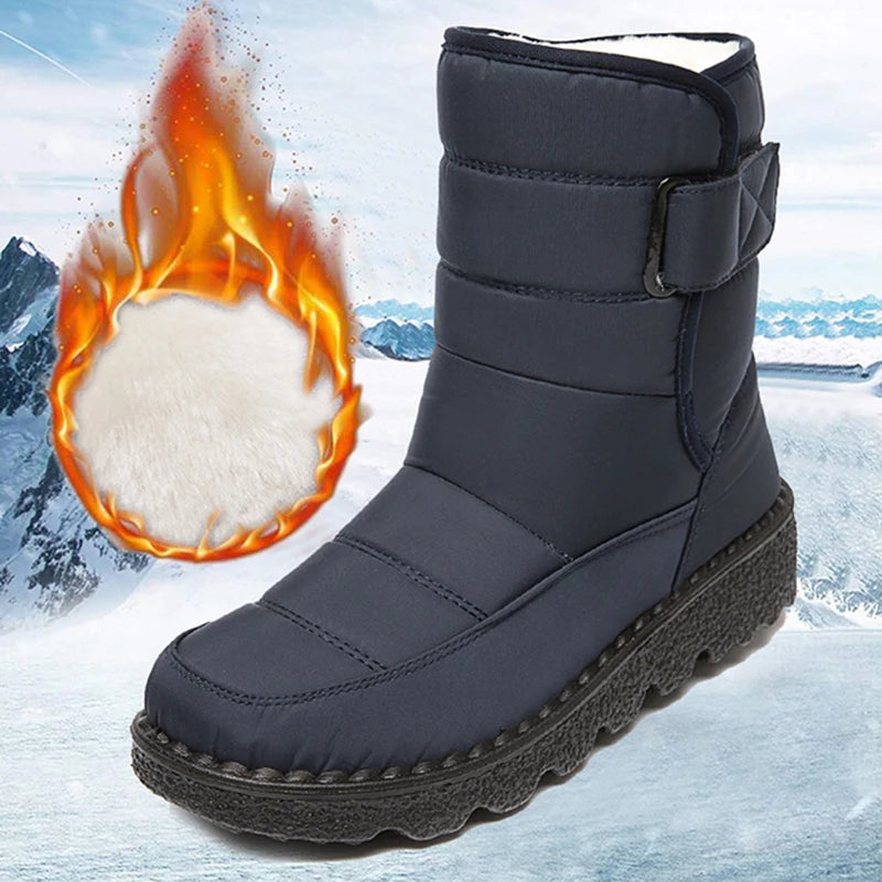 Wasserdichte Schneestiefel für Frauen Rutschfeste Warme Winterschuhe Damen Verdickte Plüschplattform Stiefeletten Gepolsterte Schuhe