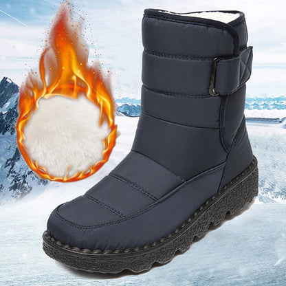 Wasserdichte Schneestiefel für Frauen Rutschfeste Warme Winterschuhe Damen Verdickte Plüschplattform Stiefeletten Gepolsterte Schuhe