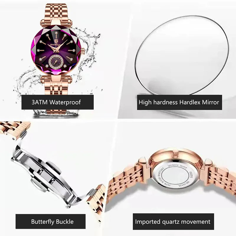 POEDAGAR Luxus-Uhr für Frauen Wasserdicht Freizeit-Quarz Damenuhr Hochwertige Elegante Damenuhren Weibliche Reloj+Box