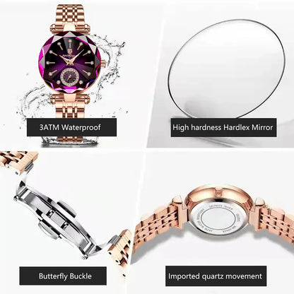 POEDAGAR Luxus-Uhr für Frauen Wasserdicht Freizeit-Quarz Damenuhr Hochwertige Elegante Damenuhren Weibliche Reloj+Box