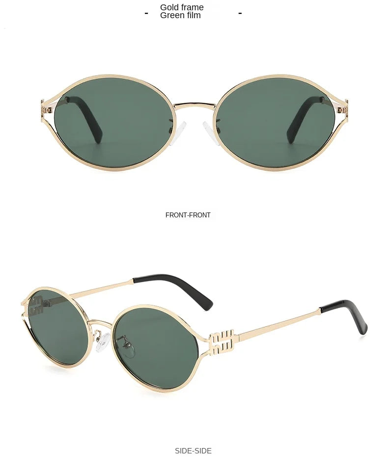 1-2 Stück Neue Modische Markensonnenbrille Retro Kleiner Rahmen Damen Herren Metall Cat-Eye-Brille Sonnenbrille mit UV-Schutz und Etui