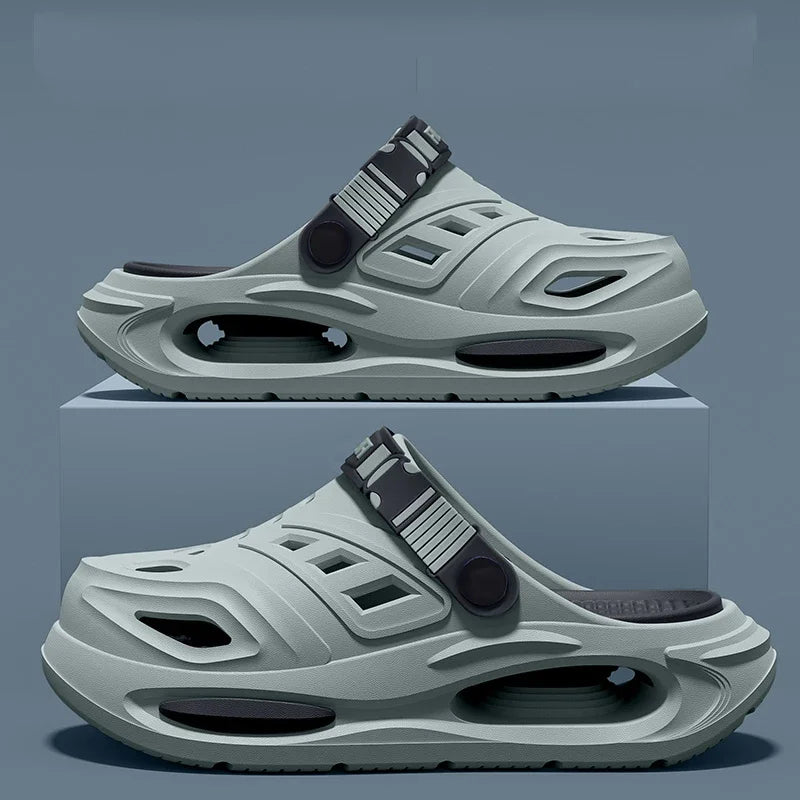 Sommer Herren- und Damen-Höhlenschuhe Mode Atmungsaktive Sandalen mit herausnehmbaren Einlegesohlen Rutschfeste Gepolsterte Verdickte Hausschuhe