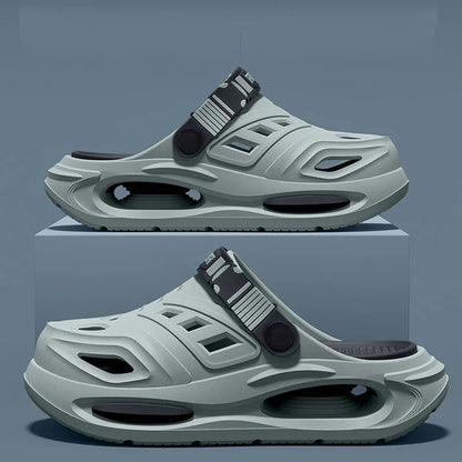 Sommer Herren- und Damen-Höhlenschuhe Mode Atmungsaktive Sandalen mit herausnehmbaren Einlegesohlen Rutschfeste Gepolsterte Verdickte Hausschuhe