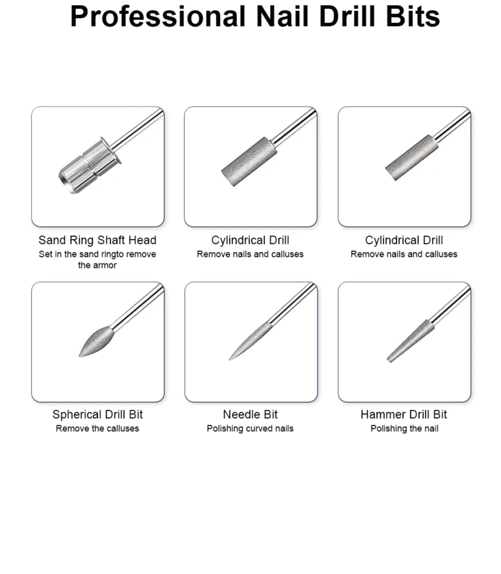 LINMANDA 6-in-1 Elektrisches Nagelbohrer-Set Entferner Polierer Maniküre Tragbare Nagelfeile Nagelbohrgerät Stift Werkzeug Maschine