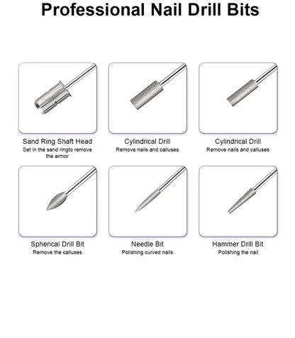 LINMANDA 6-in-1 Elektrisches Nagelbohrer-Set Entferner Polierer Maniküre Tragbare Nagelfeile Nagelbohrgerät Stift Werkzeug Maschine