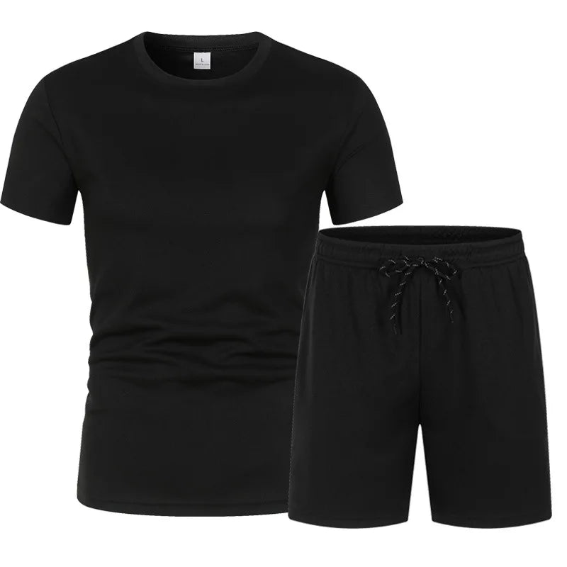 Sommer Schnell trocknende Herren Sets Modische Trainingsanzüge Lässige Atmungsaktive Kurzarm 2D Bedrucktes Sport-T-Shirt+Shorts Basketball-Set