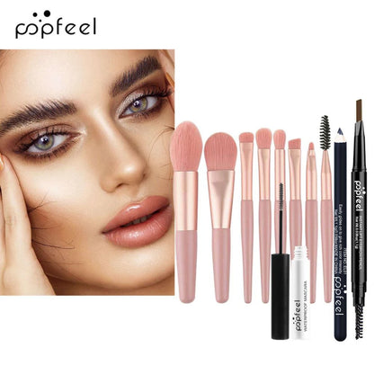 POPFEEL Augen-Make-up-Set 40-Farben-Lidschattenpalette Augenbrauenstift Eyelinerstift Mascara mit einem Set Make-up-Pinsel Augen-Kosmetik