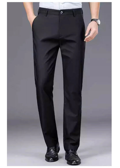 Herrenhose Stretch Einfarbig Schwarz Smart-Casual Herrenhose Büro Schnell trocknend Anzughose Neue Frühling-Herbst Koreanische gerade Hose