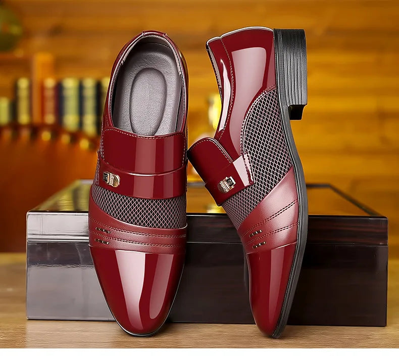 Edle Kunstleder Oxford Schuhe Herren Luxus Lack Hochzeitsschuhe Spitz zulaufende Business Schuhe für Herren Klassische Lederschuhe Große Größen 38-48