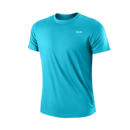 Herren Schnell trocknendes T-Shirt mit kurzem Arm, für Fitness und Laufen, Feuchtigkeitstransport, Rundhalsausschnitt, Trainings- und Sportshirt, Oberteil, leicht