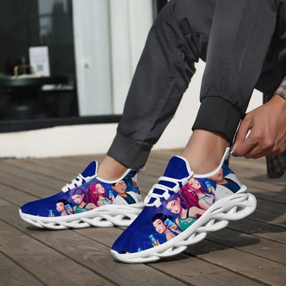 Kinderschuhe für Eltern-Kind im Frühling mit KPop Cartoon-Charakter-Aufdruck, leichte Sneakers, atmungsaktiv, flacher Absatz, Schnürschuhe, Freizeitschuhe
