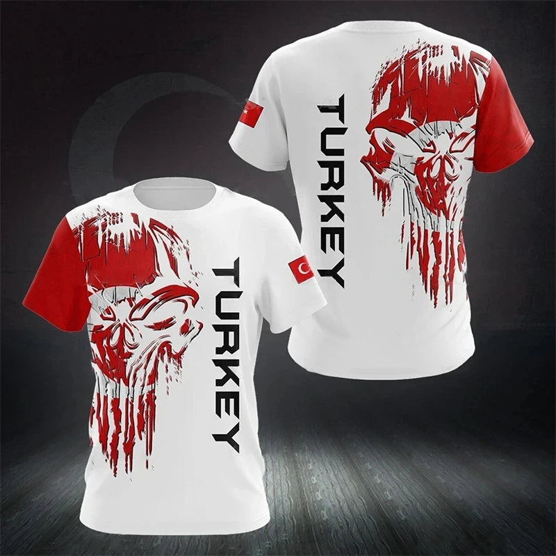 Türkei-Flaggen Herren T-Shirts Wald Tarnmuster Kleidung Ropa Hombre Neue Sommer Atmungsaktive O-Ausschnitt T-Shirts Surfanzug Strandbekleidung