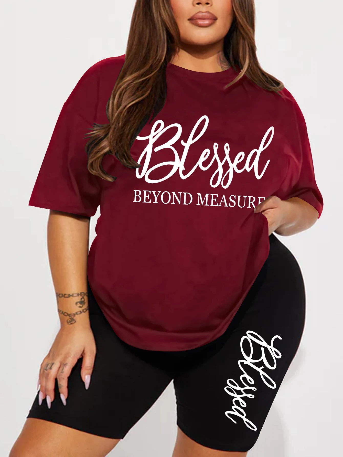 Plus-Size-Sets für Frauen Sommer 2-teilig bedruckt elegante Damen-Sets Kurze Sets