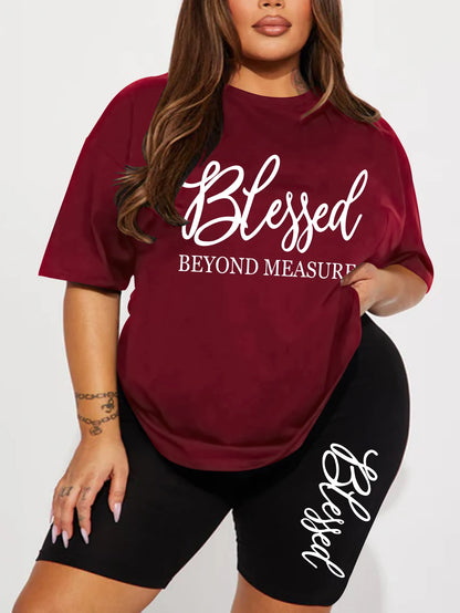 Plus-Size-Sets für Frauen Sommer 2-teilig bedruckt elegante Damen-Sets Kurze Sets