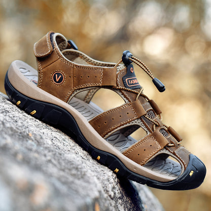 Sommer Herren Sandalen Kunstleder Herren Freizeitschuhe Outdoor Herren Ledersandalen für Herren Strandschuhe Große Größen 38-48