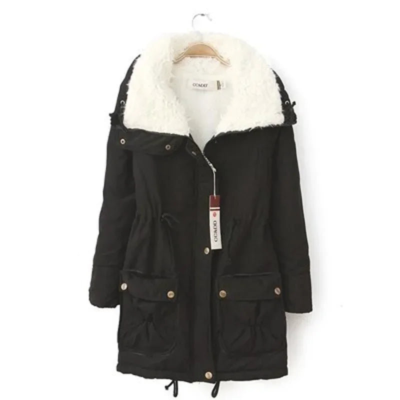 Mädchen Winterjacken Verdickte Kapuzen Lange Daunenjacke Mäntel Schlanke Passform Jacke mit Fellkragen Baumwollgefütterte Kleidung Daunenmäntel