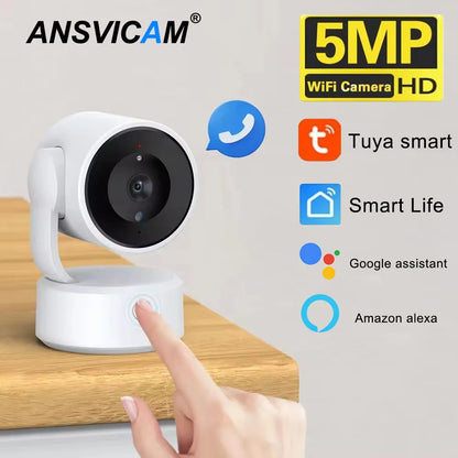 WIFI Tuya Kamera Innenbereich 5MP Baby Monitor Gegensprechfunktion 4X Zoom PTZ 360° Überwachungskameras Unterstützt Alexa Google Smart Life