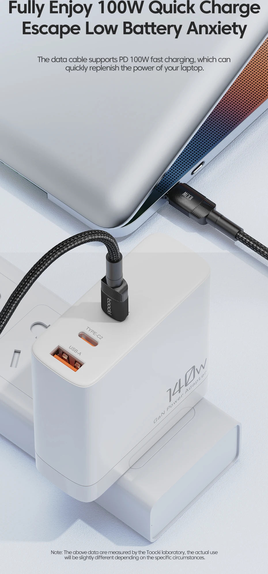Toocki 100W Typ C zu USB C Kabel PD 3.0 Schnellladung 4.0 Fast Charging Typ C zu Typ C für iPhone 15 MacBook Samsung Xiaomi