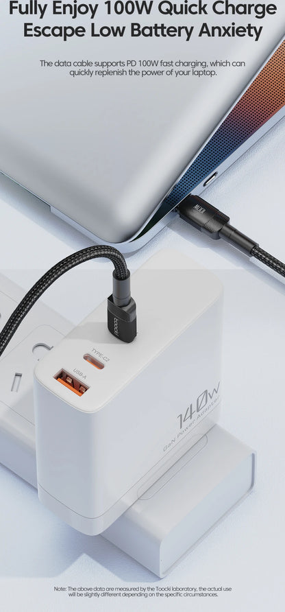 Toocki 100W Typ C zu USB C Kabel PD 3.0 Schnellladung 4.0 Fast Charging Typ C zu Typ C für iPhone 15 MacBook Samsung Xiaomi