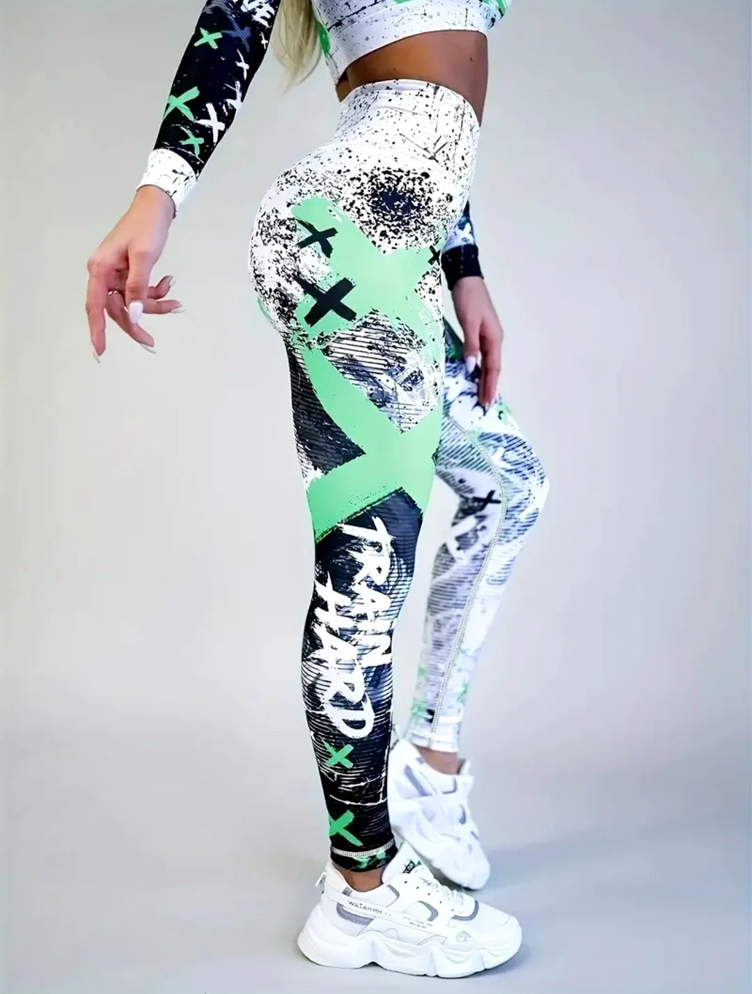 Fashion Street coole Sportleggings für Frauen Hip-Hop-Stil Hoch taillierte elastische Hose Tägliches Laufen Tanzen Bequeme Yoga-Hose