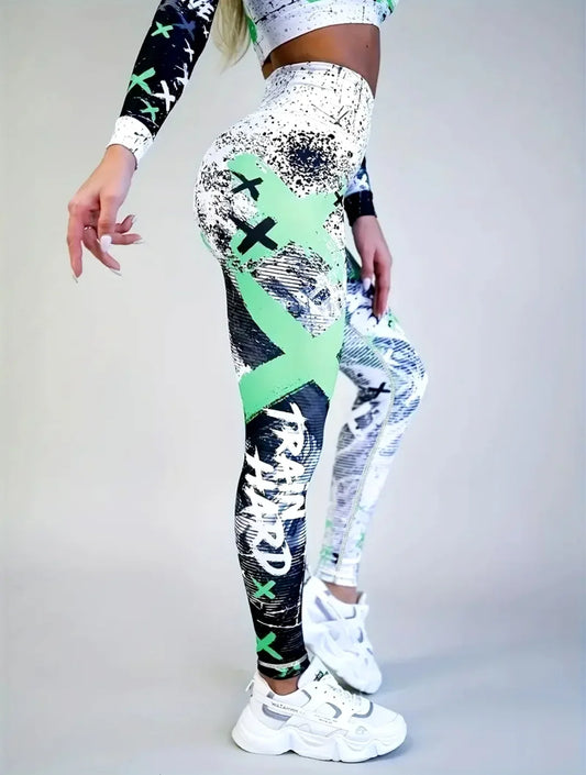 Fashion Street coole Sportleggings für Frauen Hip-Hop-Stil Hoch taillierte elastische Hose Tägliches Laufen Tanzen Bequeme Yoga-Hose