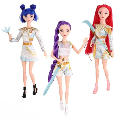 1-3 Stück KPOP Demon Hunter Mädchen Gruppen Waffen Zubehör Licht Musik Themenlied 29 cm Puppe Figur Spielzeug Geschenk für Kinder Anime