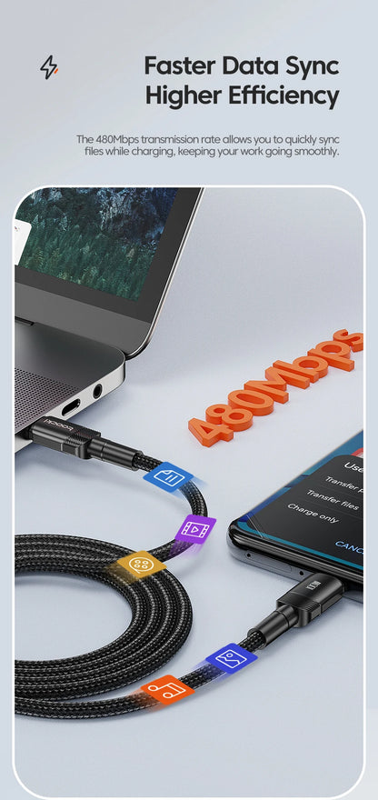 Toocki 100W Typ C zu USB C Kabel PD 3.0 Schnellladung 4.0 Fast Charging Typ C zu Typ C für iPhone 15 MacBook Samsung Xiaomi