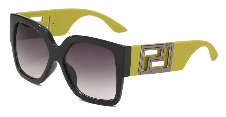 Luxusmarken-Design Übergroße Damen-Sonnenbrillen, quadratische Retro-Sonnenbrillen mit Farbverlauf.