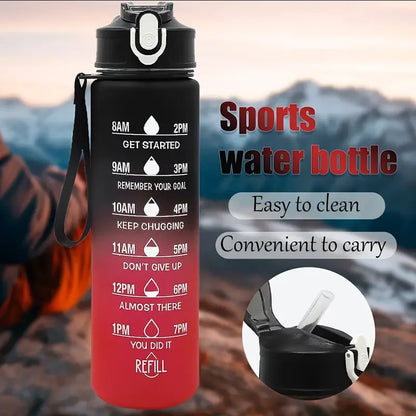 Sportwasserflasche mit Zeit-Tracking-Trinkhalm, auslaufsicherem Verschluss und klappbarem Deckel, ideal für unterwegs und Outdoor-Abenteuer