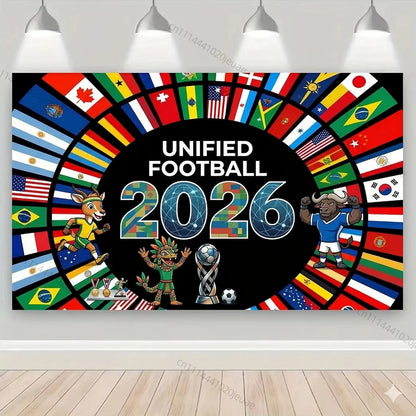 Einzigartige Wandteppiche Fußball-Weltmeisterschaft 2026 Flaggen Teppich Weltfußballereignis Hintergrundstoff Dekoration Sportfans Partybanner Dekor