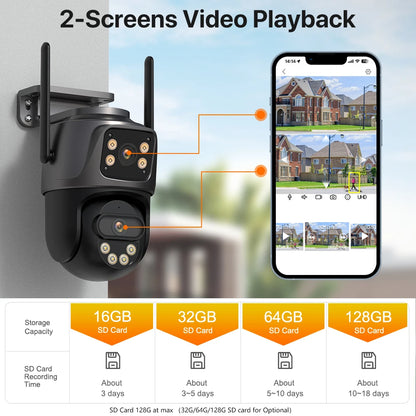 WONSDAR 4K PTZ WIFI Kamera Doppellinse Doppeltbildschirm IP Kamera Außenbereich HD Automatische Verfolgung Sicherheitsüberwachung CCTV Überwachung iCSee