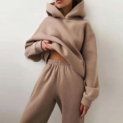 Großformat modisches Sweatshirt mit langen Ärmeln und Hosen-Set Herbst/Winter Damen Freizeitbekleidung Zweiteiliger Anzug Bequeme Plus-Size...