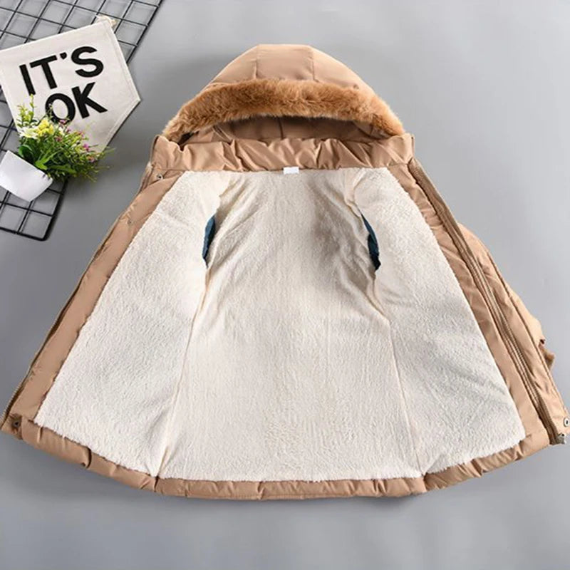 Große Winterjacken für Mädchen Halten warm Dicke Weihnachtsjacke Herbst Kapuzenjacke Reißverschluss Wasserdichte Oberbekleidung Kinderkleidung 3-12 Jahre