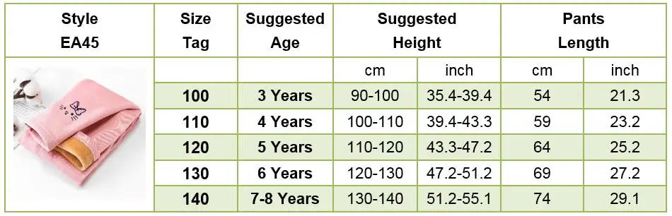 2025 Kinderleggings Mädchen Fleecegefütterte Thermohose Baby Freizeithose Kinder Warme Hoses Elastic Bunny Tights 3-8 Years