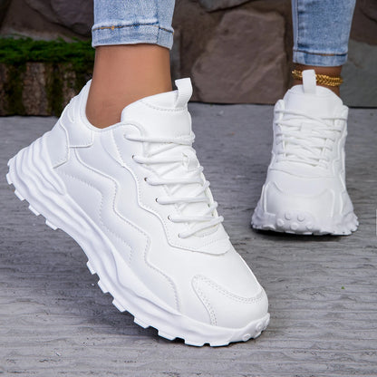 Damenmode Vulkanisierte Plateauschuhe Lässige Sneakers Damen Flache Schuhe Mesh Atmungsaktive Lauf- und Freizeitschuhe Massiver Sportschuh