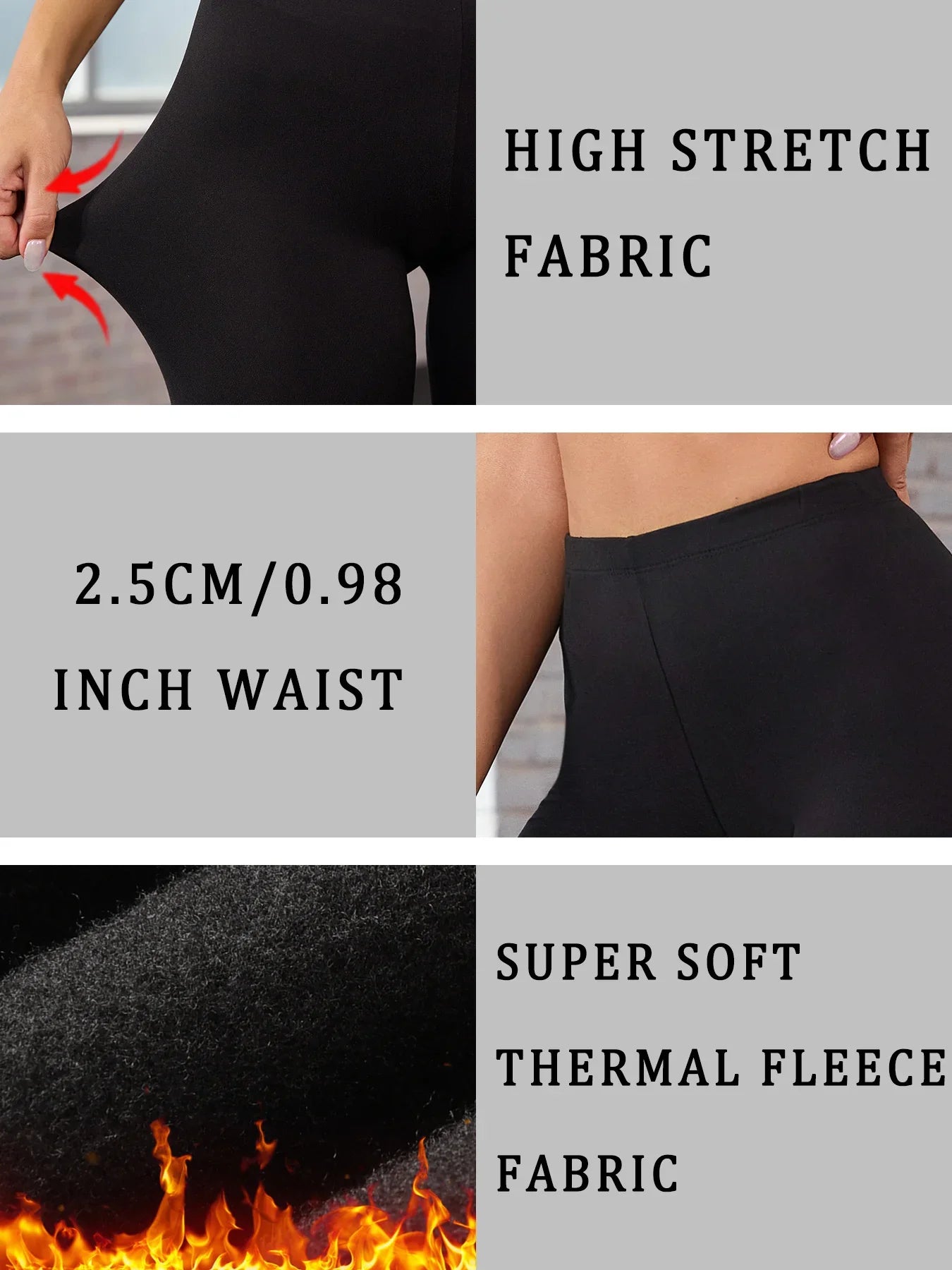2er-Pack Damen-Leggings mit niedrigem Bund aus Fleece und Thermotechnologie. Für Winterlauf und Yoga konzipiert, hält während des Trainings warm