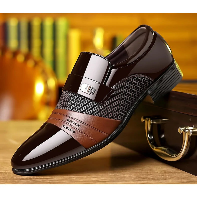 Edle Kunstleder Oxford Schuhe Herren Luxus Lack Hochzeitsschuhe Spitz zulaufende Business Schuhe für Herren Klassische Lederschuhe Große Größen 38-48