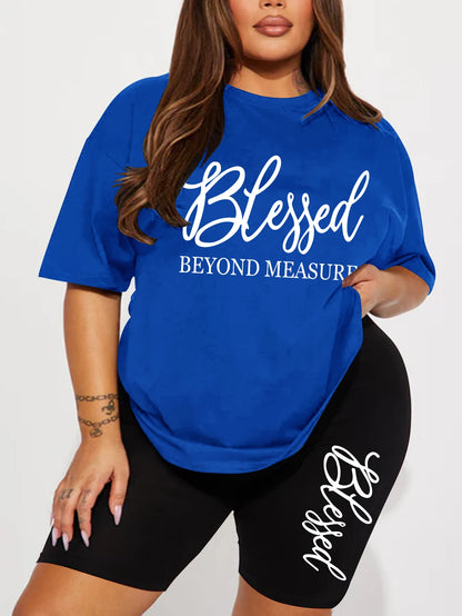 Plus-Size-Sets für Frauen Sommer 2-teilig bedruckt elegante Damen-Sets Kurze Sets