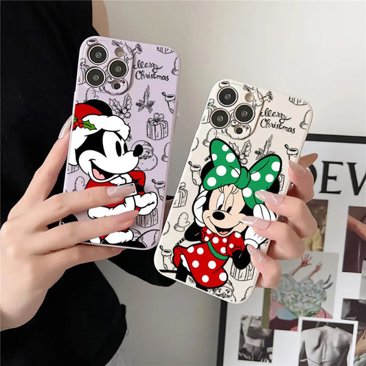 Disney-Weihnachtsmuster-Handyhülle für iPhone 17 16 15 14 13 12 11 Pro Max Hüllen für iPhone 17Air 16 Plus 16E X Silikoncover