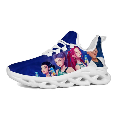 Kinderschuhe für Eltern-Kind im Frühling mit KPop Cartoon-Charakter-Aufdruck, leichte Sneakers, atmungsaktiv, flacher Absatz, Schnürschuhe, Freizeitschuhe
