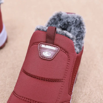 Winter Dickes Fleece Gefüttertes Leder Oberflächen Anti-Rutsch Warme Baumwollschuhe für Frauen Bequeme Flache Schuhe