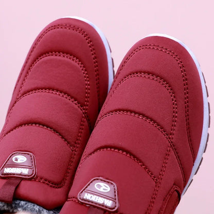 Winter Dickes Fleece Gefüttertes Leder Oberflächen Anti-Rutsch Warme Baumwollschuhe für Frauen Bequeme Flache Schuhe