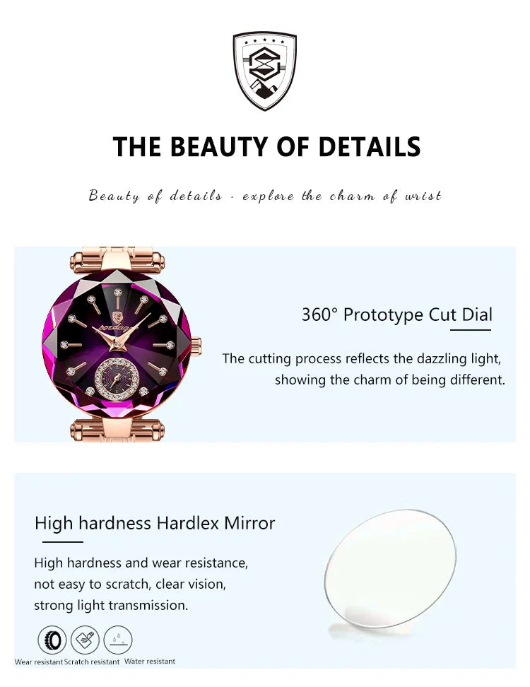 POEDAGAR Luxus-Uhr für Frauen Wasserdicht Freizeit-Quarz Damenuhr Hochwertige Elegante Damenuhren Weibliche Reloj+Box