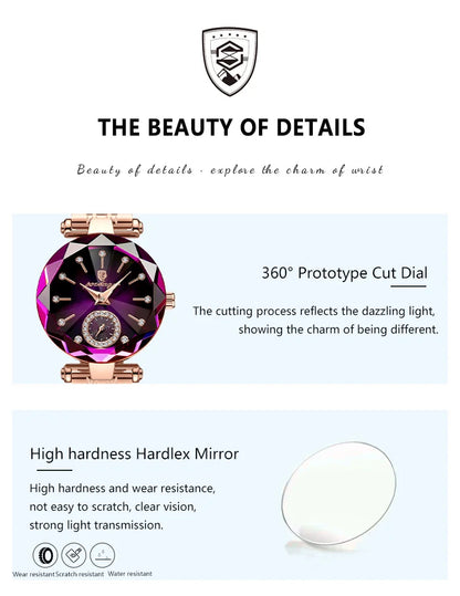POEDAGAR Luxus-Uhr für Frauen Wasserdicht Freizeit-Quarz Damenuhr Hochwertige Elegante Damenuhren Weibliche Reloj+Box