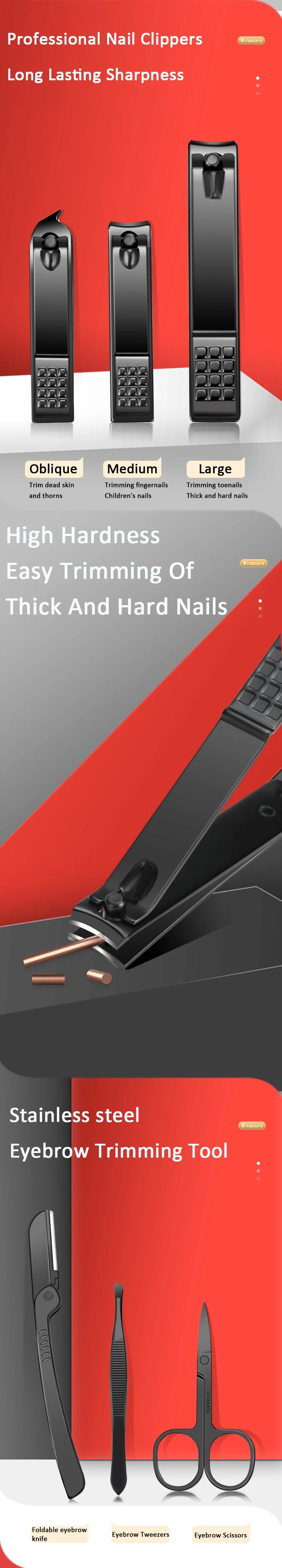 7/10/12/18/20/24-teiliges Profi-Maniküre-Set aus Edelstahl für Fingernägel und Fußnägel mit tragbarem Lederetui