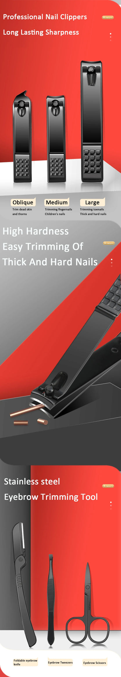 7/10/12/18/20/24-teiliges Profi-Maniküre-Set aus Edelstahl für Fingernägel und Fußnägel mit tragbarem Lederetui