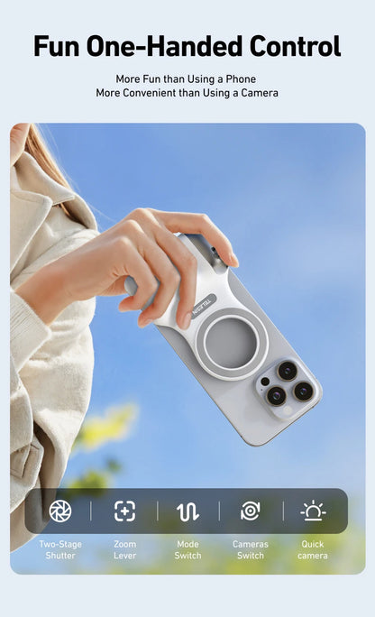 TELESIN Telefon Kamera Aufnahme Handgriff Magnetischer Smartphone-Halter Aufnahmehilfe Fernbedienung Griff für iPhone Android Handy