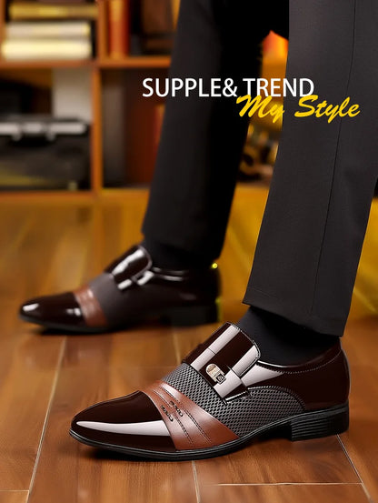 Edle Kunstleder Oxford Schuhe Herren Luxus Lack Hochzeitsschuhe Spitz zulaufende Business Schuhe für Herren Klassische Lederschuhe Große Größen 38-48