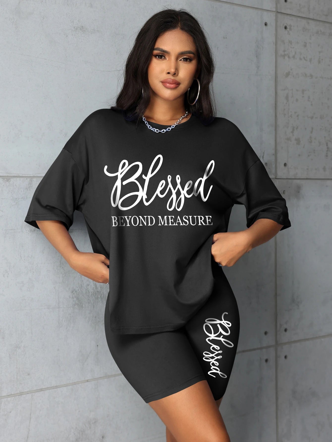 Plus-Size-Sets für Frauen Sommer 2-teilig bedruckt elegante Damen-Sets Kurze Sets