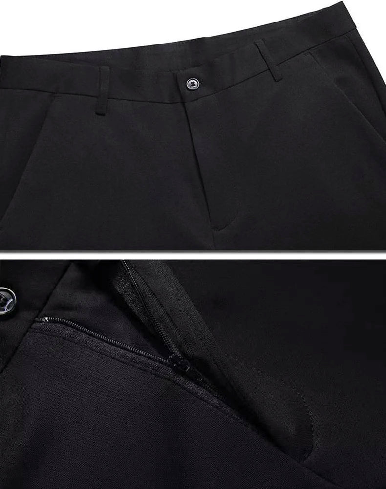 Herrenhose Stretch Einfarbig Schwarz Smart-Casual Herrenhose Büro Schnell trocknend Anzughose Neue Frühling-Herbst Koreanische gerade Hose